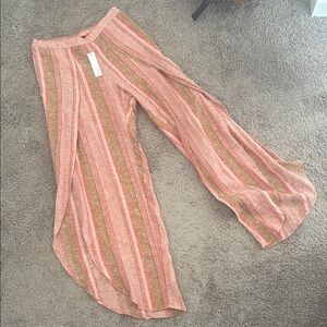 DREW Pink and Tan Wide Leg Pants with Elegant Silhouette